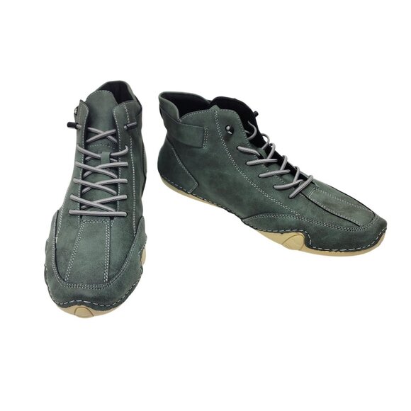 Mens Dbeck Green Leather High-Top Sneakers Shoes Size 43 US 9.5 - Picture 3 of 10